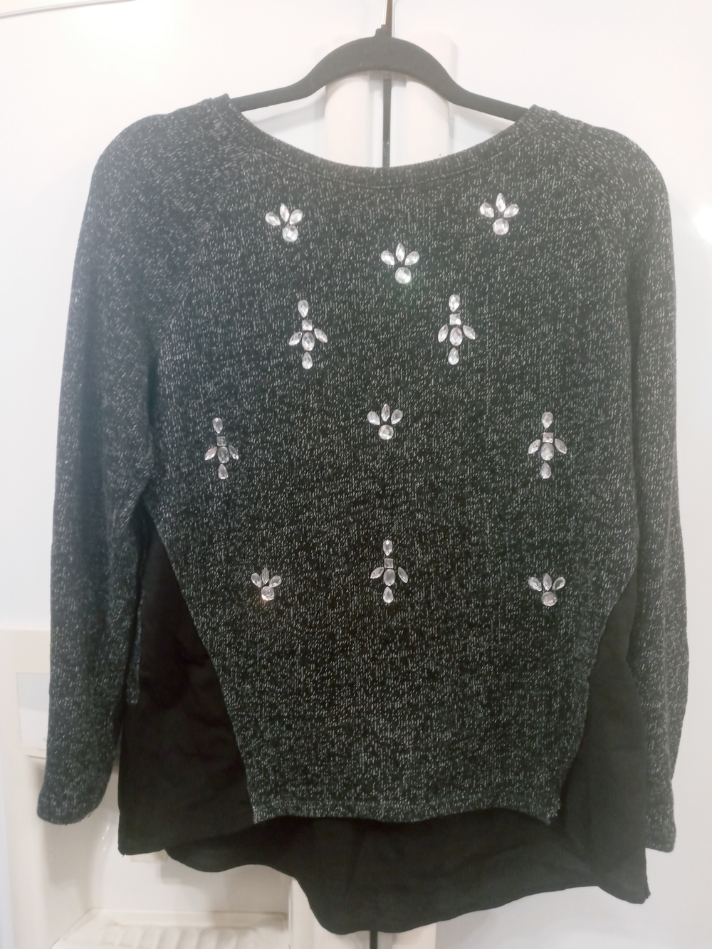 Vintage Jaclyn Smith Embellished Black & Gray Women's Sweater